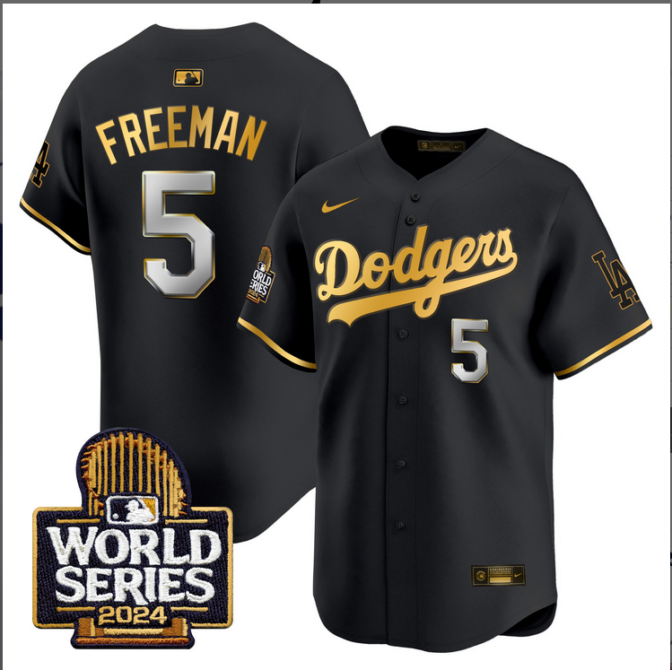 Men MLB Los Angeles Dodgers #5 Freeman black 2024 World Series Champions Patch Limited Jersey20241105